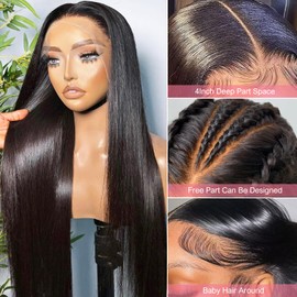Real Hair Wig, 250% Density, Straight Wigs, Real Hair, Women, 13 x 4 Transparent Lace Front Human Hair Wig, 100% Brazilian Human Hair Wigs for Black Women, 24 Inches (60 cm)
