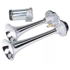 Excalibur Omega AH250 12" Chrome Plated Dual Trumpet Air Horn w/ Compressor Brand New