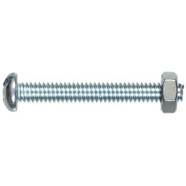 Hillman Stove Bolt Round Head Combination Drive with Nut #10-32 x 1 Inch"- 8 Pack 7707