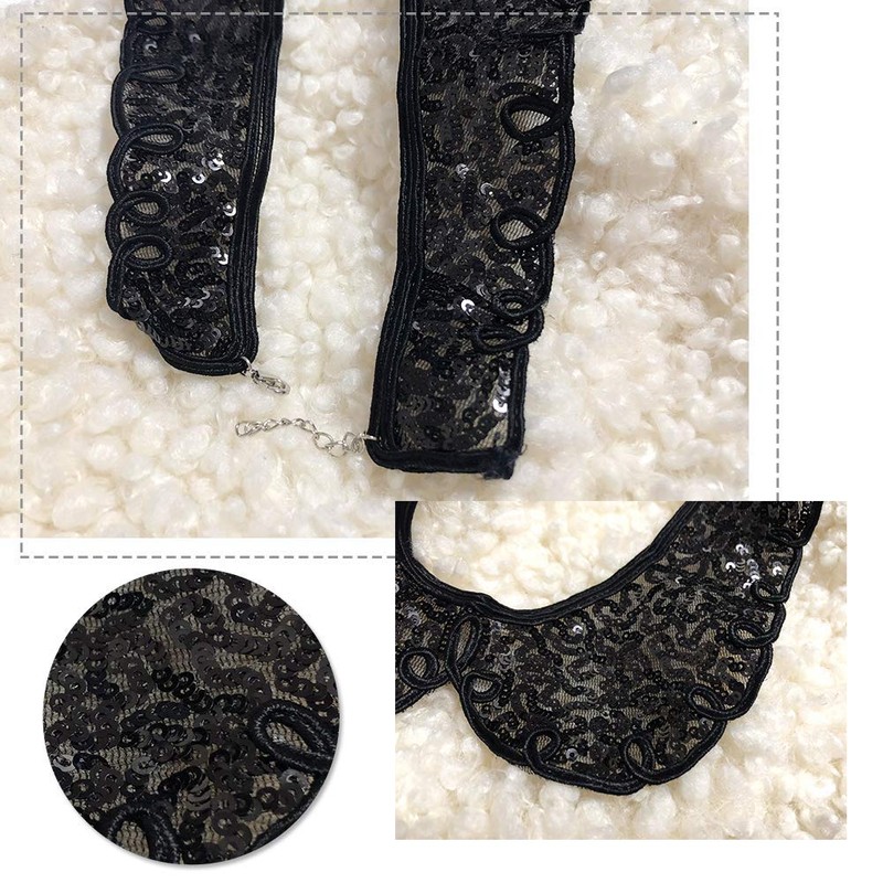 Women's Lace Detachable Half Shirt Blouse Fake Collar Sequin Choker