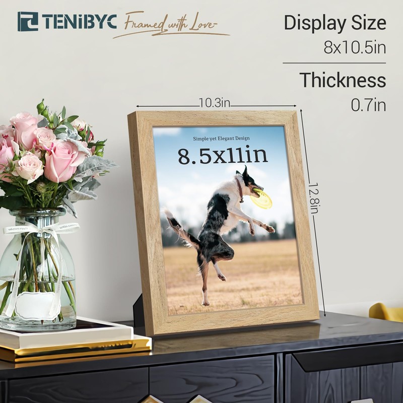 TENIBYC 8.5x11 Picture Frame Set - 4 Pack, Natural Solid