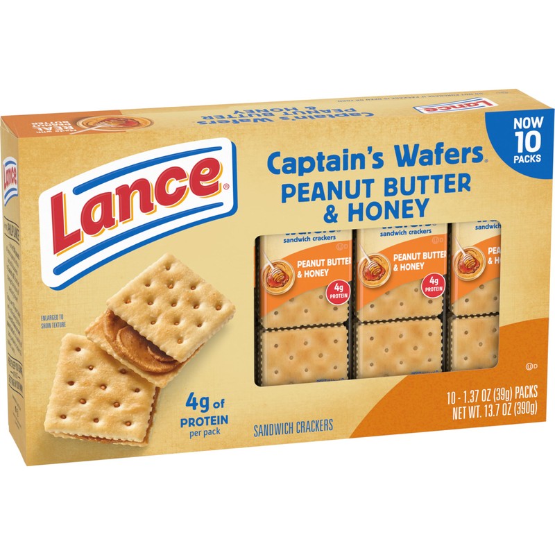 Lance Sandwich Crackers, Captain's Wafers Peanut Butter and Honey, 10