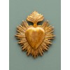 Ex-voto Golden Heart with Flame and Engravings Dimensions 23 x