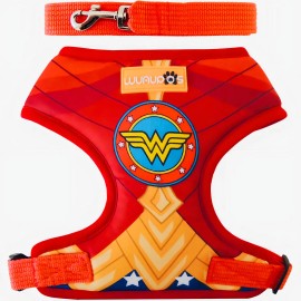 Arnés Pechera Ajustable Antitirones Para Perro Chico Mediano Mujer Maravilla 5