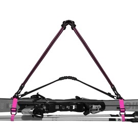 Ski Handhold Ski Carrier Strap Universal Handle for Ski Carrying and Ski Poles in Hand or Arm - Yellow, Blue, Green, Red, Orange, Pink, Purple (Pink)