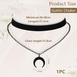 Kotkiddy Gothic Choker Necklace for Women, Black Velvet Necklace, Layer Necklace, Goth Jewelry for Women
