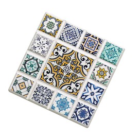 Zassenhaus 057638 Oriental Design Diamond Ceramic Coaster with Non-Slip Cork Base 11 x 11 x 1 cm White