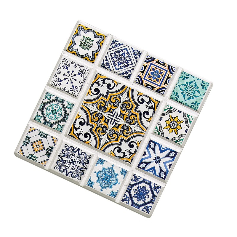 Zassenhaus 057638 Oriental Design Diamond Ceramic Coaster with Non-Slip Cork