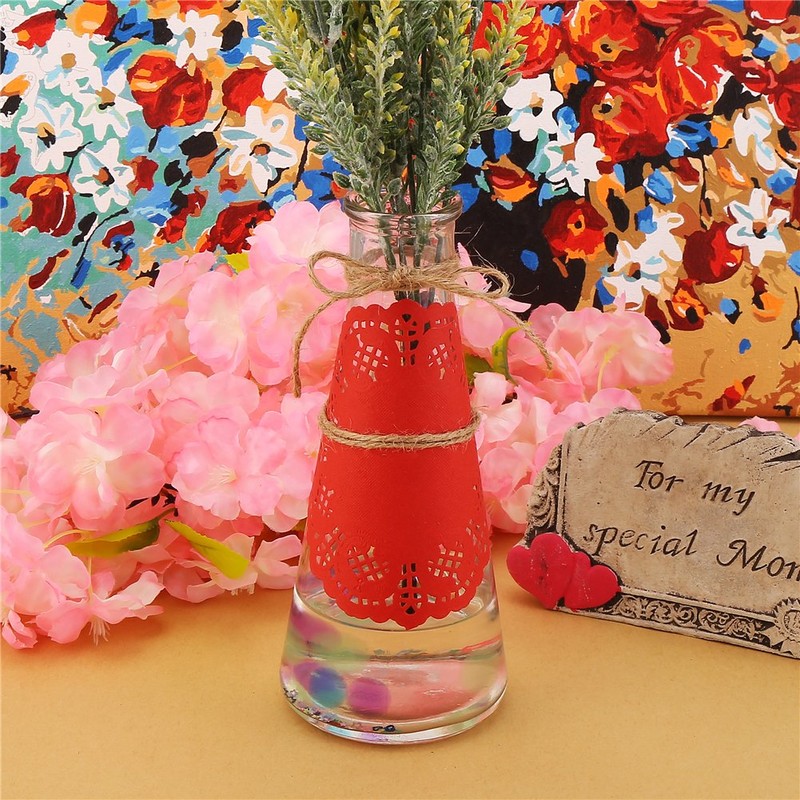 DECORA 3.5inch Round Red Lace Paper Doilies for Wedding Tableware