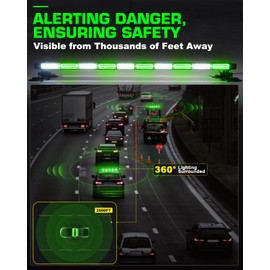 LRTER 42" Traffic Advisor Light Bar Rooftop Emergency Warning Security Flash Strobe Light Bar with Magnetic Base for Construction Vehicles Plow Trucks Pickup, Green/White