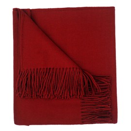 100% Baby Alpaca Throw Blanket, Our Solid Color Throw/Afghan, Red