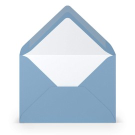 PAPERADO 50 envelopes dark blue ribbed light blue 100 g/m² envelope without window 11.4 x 16.2 cm envelopes with wet glue pointed flap