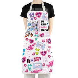 CMNIM Twice Kpop Cooking Apron K-Pop Music Lover Kitchen Apron with 2 Pocket Kpop Idol Merch K-Drama Gifts Girl Group Bib (Twice Apron)