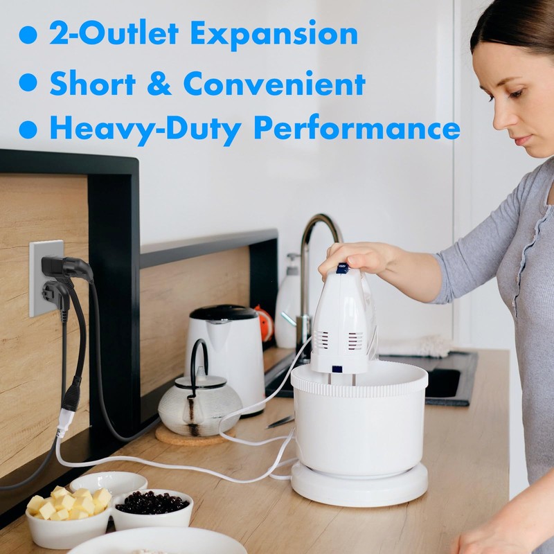 POWER STRIP LIBERATOR 5 Pack, 2-Outlet Short Extension Cord 1