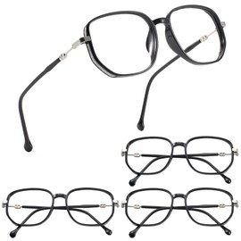 MARE AZZURO 4 Pack Blue Light Blocking Reading Glasses 1.00+ Women, Black Big Readers 1.00, Fashion Large Reading Glasses 1.0 1.5 2.0 2.5 3.0 3.5 4.0