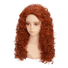 Daiaces Long Curly Orange Ginger Wig for Women Fluffy Princess Cosplay Wig for Halloween Anime Costume Party