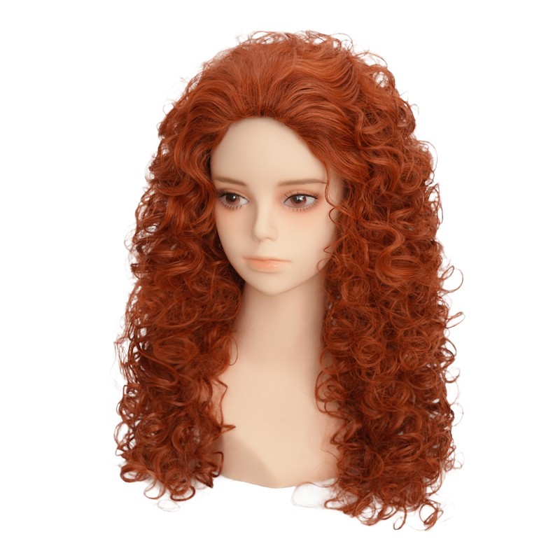 Daiaces Long Curly Orange Ginger Wig for Women Fluffy Princess
