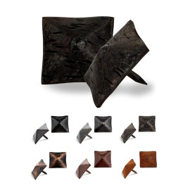 Borderland Rustic Hardware 10 Pack Square Pyramid Door Clavos Decorative Nails 1.25" Rustic Hammered Iron - Unfinished