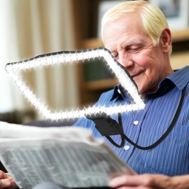 Cojoycs Large Hands Free Magnifying Glass with Light 50 Ultra-Bright LEDs Full Page Magnifier for Reading Horizontal and Vertical Screen with Flexible Goose Neck Loop for Seniors
