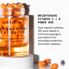 Beauty Pie Superactive Capsules Pure Double Vitamin C & Vitamin E Serum – Brightening, Firming Antioxidant “One-Shot” Capsules (60 Count)