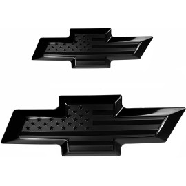 EverPartStore 2015-2020 Suburban Tahoe Black American Flag Metal Overlay Emblem Front Rear Set