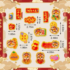 ALIBBON 18 Pcs Happy 2025 Chinese New Year Refrigerator Magnets Lunar New Year Fridge Magnet Spring Festival Refrigerator Stickers Cute Dancing Lion Fridge Stickers Decorations for Home Kitchen