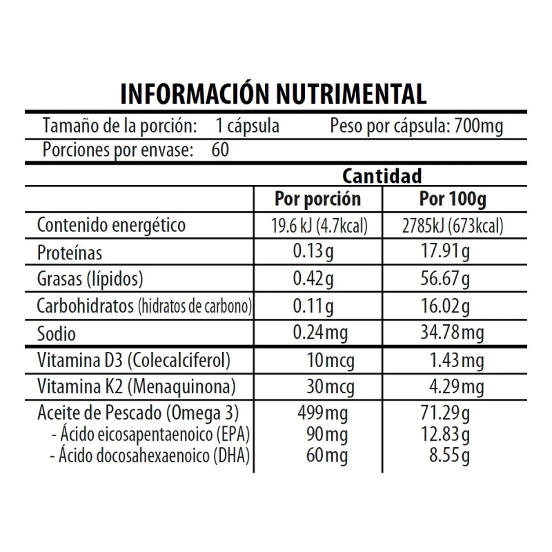 Naturagel Vitamina D3 Con K2 Y Omega 3 700mg 60