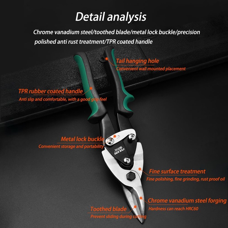 2PCS Aviation Snip,Metal Shears with Forged Blade, Heavy Duty Metal