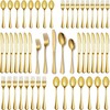 Runfly 40-Piece Gold Flatware Set, Stainless Steel Cutlery Set for