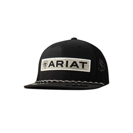 ARIAT Men's Black Flexfit 110 Trucker Cap with Desert Scene Patch, black