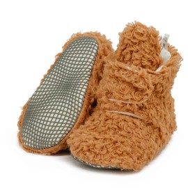 Ella Bonna - Botines unisex de peluche para bebé, calcetines de algodón para recién nacido, zapatos para niños pequeños, botines para bebés y niñas, calcetines para niños, Taba, 18-24 Months Infant