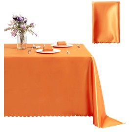 Counfeisly 1 Pack Rectangle Satin Tablecloth 60 x 102 Inches Table Cover, Bright Overlay Table Cloth Silky Smooth Fabric Tablecloth Table Decor for Wedding Banquet Table Decoration, Orange