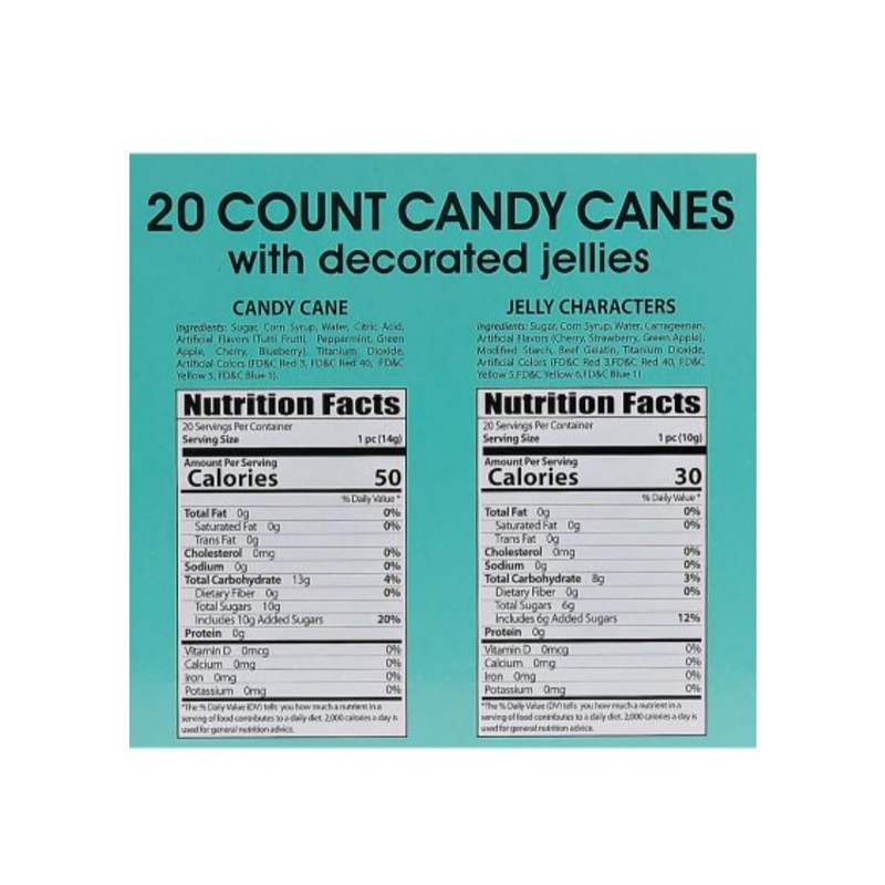 Candy Canes with Decorated Jellies 20 ct. Christmas Candy Stocking