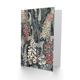Artery8 Greeting Card Dark Foxglove Forest Flowers Artwork Grey Floral For Her Woman Birthday Card
