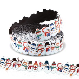 Outus 68.9 ft Magnetic Bulletin Board Border Magnetic Whiteboard Border for Classroom Roll Magnetic Strips Chalkboard Wall Refrigerator Whiteboards Decor(Snowman)