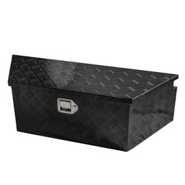 Edicapo 39" x 12" x 16.5" Trailer Tongue Tool Box Heavy Duty Aluminum Trailer Toolbox Organizer Truck Underbody Box with Latch and Keys Compatible with Pick Up Truck Bed RV Trailer ATV Black