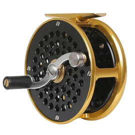 Vintage Classic Fly Fishing Reel,Right/Left Handle Position, Fly Reel (Black with Gold, 3/4 wt)