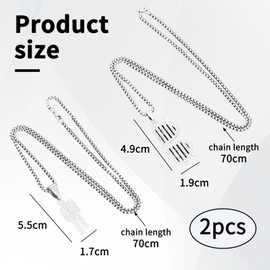SLAXJNE 2 Piece Necklace, Hip Hop Necklace, Couple Necklace, Glasses Necklace, Hip Hop Villain Necklace, Women's Necklace, Alloys (primarily stainless steel)