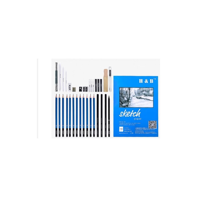 Labbe 33-Piece Sketch Drawing Pencil Set, Art Accessories, Drawing Set,