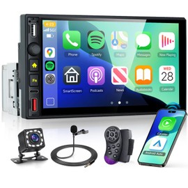 Wireless Carplay Single Din Car Stereo with Android Auto, Driauto Car Radio 7 Inch 1 Din Touch Screen with Bluetooth FM Mirror Link USB/Type-C, SWC Colorful Backlight Car Audio Receiver,Backup Camera