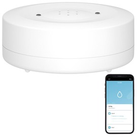 Luminea Home Control Water Detector Sensor: WiFi Water Detector with Loud Alarm and Worldwide App Notification (Water Detector for Drainage Slot, Water Alarm, Washing Machine)