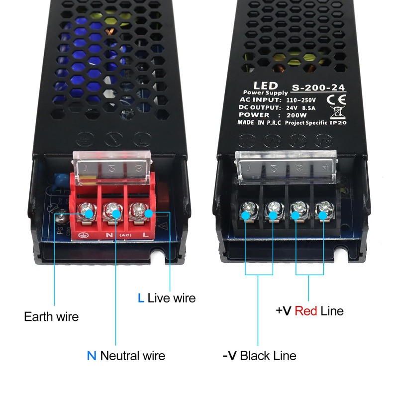 24V 8.5A 200W Universal Regulated Switching Power Supply, 100-250V AC