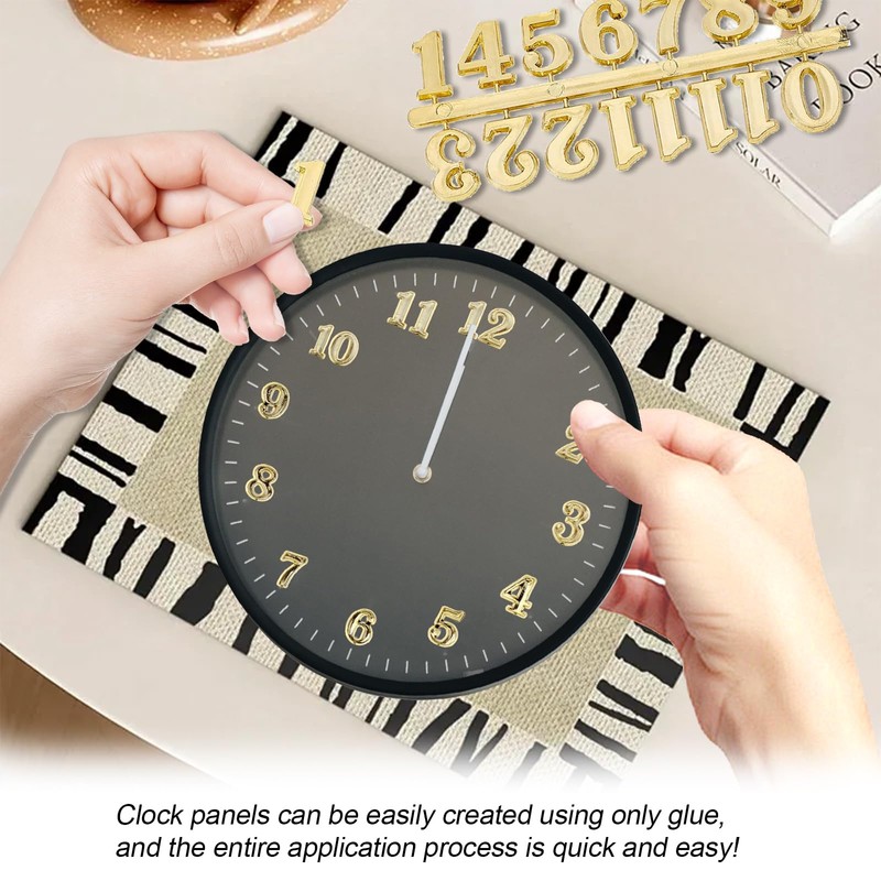 15 Pieces Clock Numerals Kit in Black Silver Gold DIY