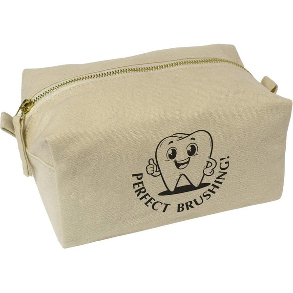 'Happy Tooth-Perfect Brushing' Canvas Wash Bag/Makeup Case (CS00043216)
