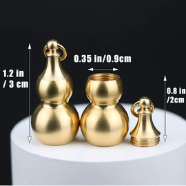 CODEKALA ひょうたんキーホルダー スタッシュジャーキット 真鍮製 防水 小型ピルホルダー スプーン 金属製ミニ漏斗 アウトドア 旅行 キャンプ用, ブラス, Small