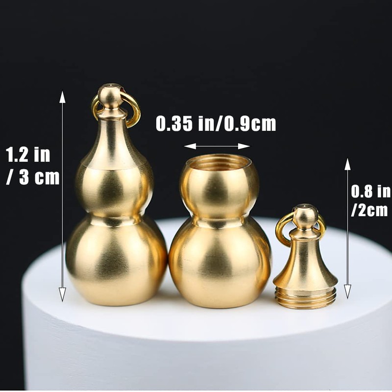 CODEKALA ひょうたんキーホルダー スタッシュジャーキット 真鍮製 防水 小型ピルホルダー スプーン 金属製ミニ漏斗 アウトドア 旅行