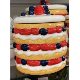 Lang Strawberry & Blueberry Shortcake Ceramic Cookie Jar  & Pair Of Mugs