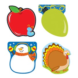 Carson Dellosa 4-Pack Seasonal Note Pads, Apple, Turkey, Snowman & Christmas Decorations Stationary Set, Grocery List, Home Office, Desk Notepad, Winter and Fall Themed Gifts, Notepad Office Supplies