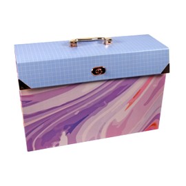 Cathedral Products Purple Abstract 19-Pocket Expanding Box File with Rose Gold-Coloured Accents | Stylish Document Organiser | A4 Size