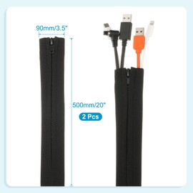 PATIKIL Cable Management Sleeve, 4Pcs 20Inch Zipper Cable Sleeve Protector Cord Organizer for Cover Wire Extension Cord TV Computer